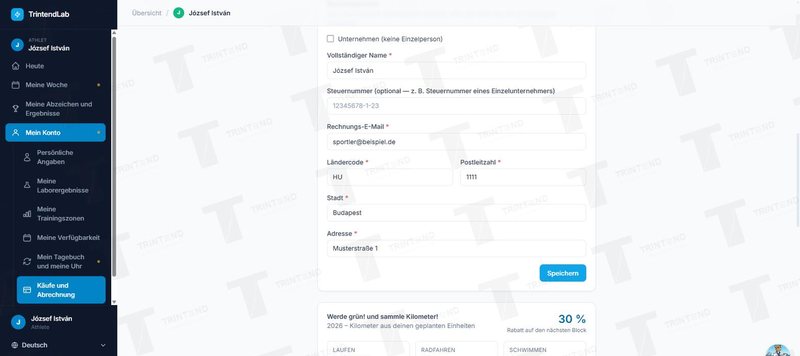 Käufe und Abrechnung: Rechnungsdaten (Beispieldaten)