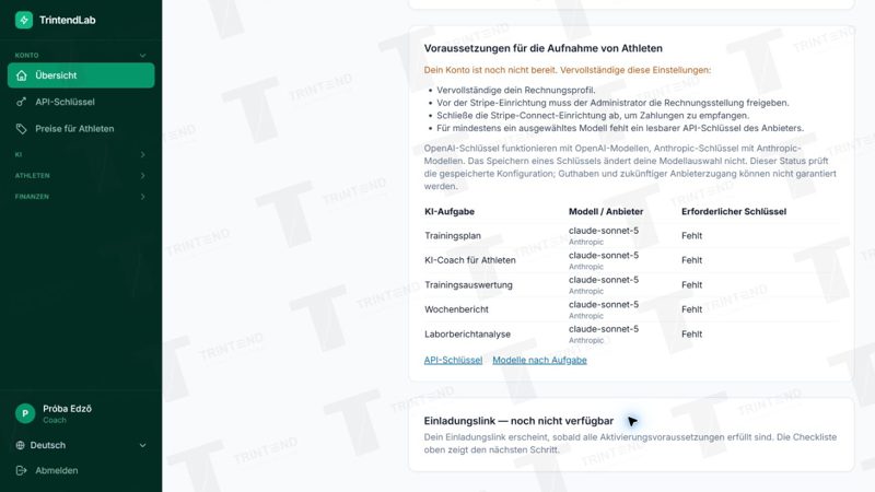 Einladungslink: Die App zeigt, welche Einstellungen für die Freigabe noch fehlen.