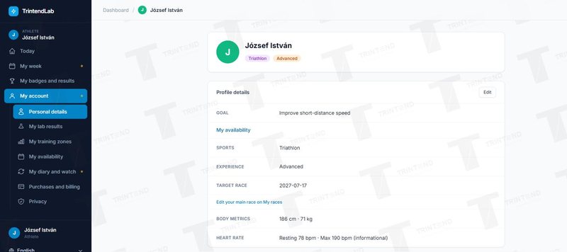 My account → Personal details