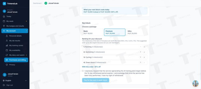 Purchases and billing: choosing a package and paying