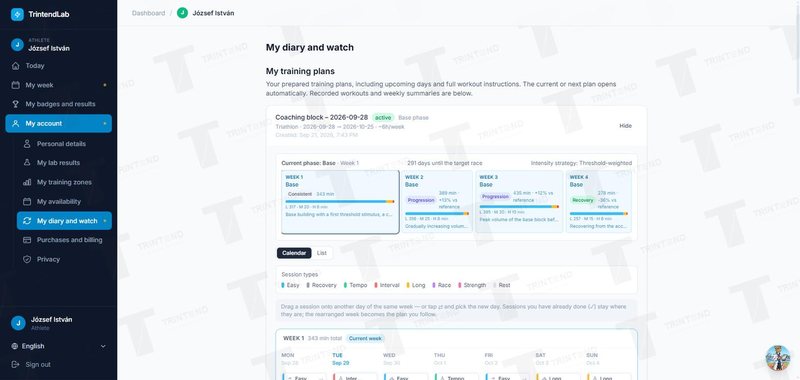 My diary and watch: the full four-week plan