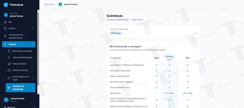 Vásárlás és számlázás: a jelenlegi csomag és a csomagok összehasonlítása